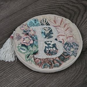 Brand New Anthropologie (BHLDN) Pearl Monogram Pouch